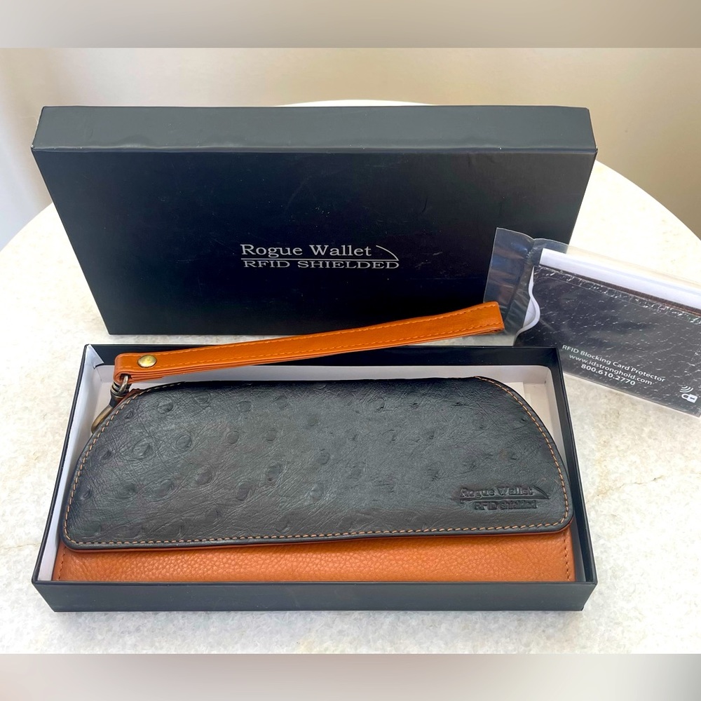 NWT Rogue, Best Selling Ostrich Print Leather Clutch